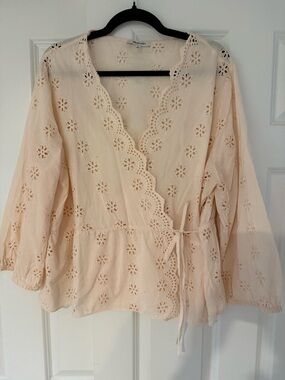 Madewell Pink Eyelet Wrap Top | 2XL